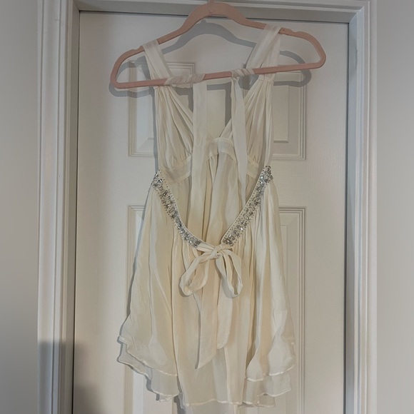 Victoria Secret Vintage Elegant Silk Cream Babydoll with Silver Sequins - Picture 3 of 6